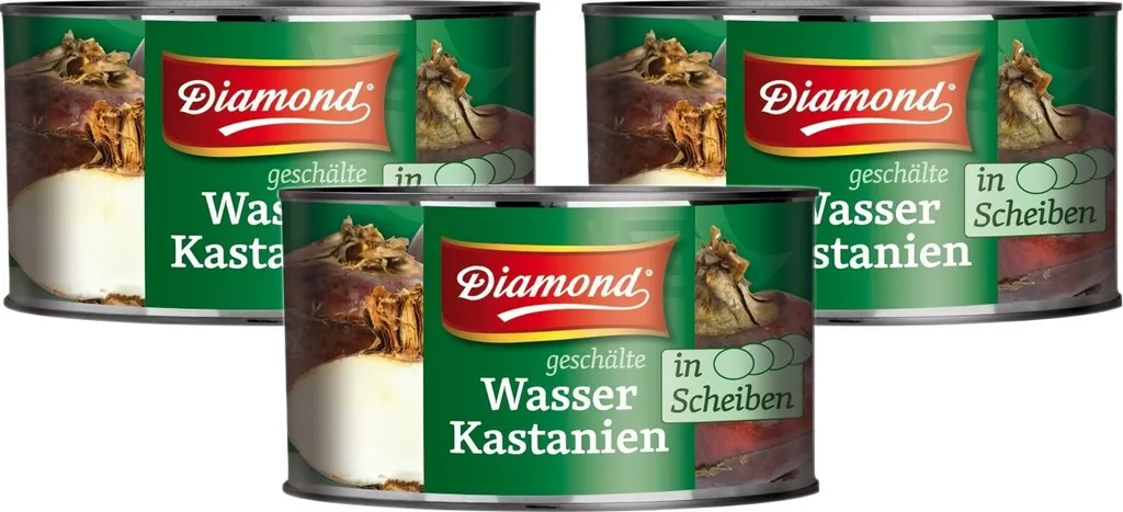 3-pack DIAMOND peeled water chestnuts in slices 227g / 140g drained weight