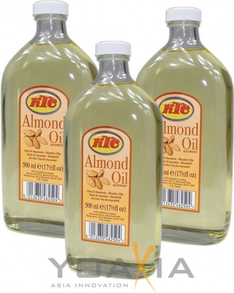 3er Pack KTC Mandelöl (3x 500ml) | Speiseöl und für die Körperpflege | Almond Oil