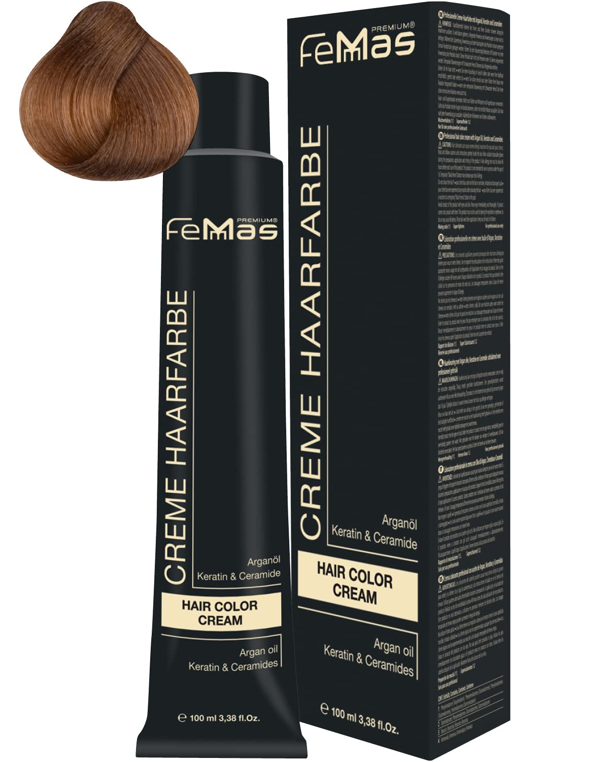 Femmas Hair Colour Cream 100 ml Hair Colour with Argan Oil, Keratin & Ceramide (Light Blonde Gold Intensive 8.33), 8.33 ‎light