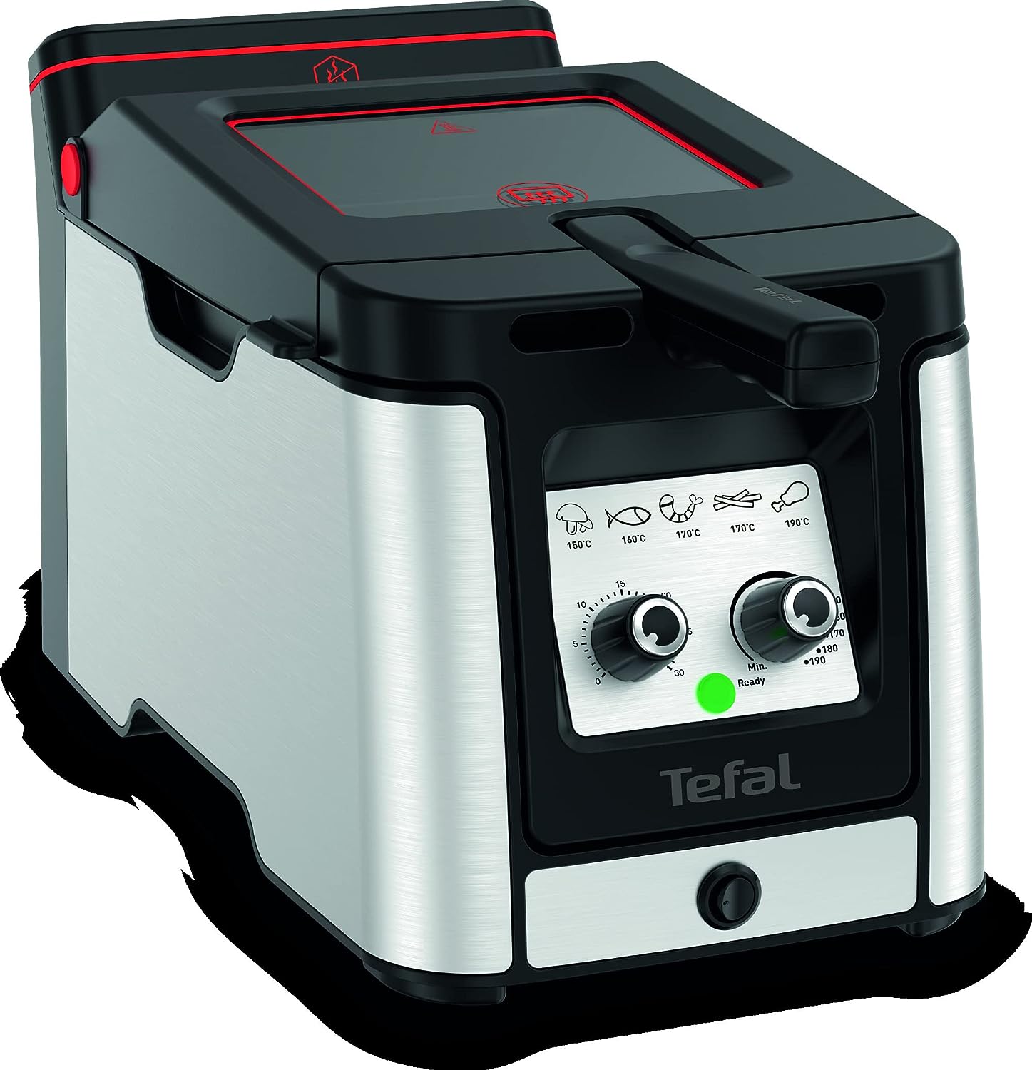 Tefal FR600D Clear Duo Fryer, Fry with Less Smoke and Odours, Capacity 1.2 kg, Thermostat, Timer, Large Viewing Window without Fogging, Dishwasher Safe, Black/Stainless Steel