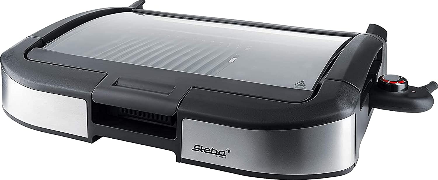 Steba Elektrogeräte Steba Electric BBQ Table Grill VG 195, High-Quality Non-Stick Grill Plate, Continuous Temperature Control, Low-Fat: Frying Liquid Runs into a Drip Tray, 2 m Connection Cable, 2200 W