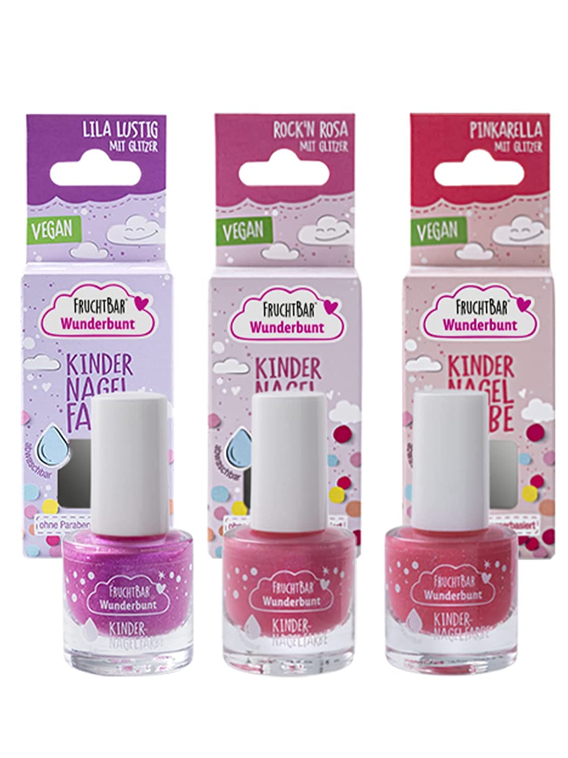 Fertile Children \ 's nail polish set of 3 best sellers 1 x rockn \' pink, purple funny, pinkarella