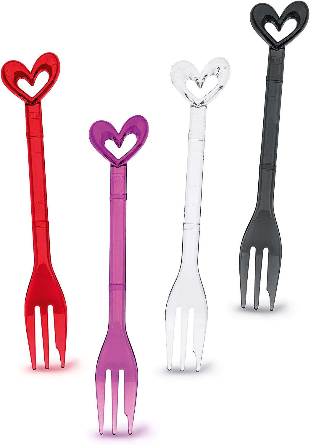 Koziol Cake fork set of 4 tr. Anthracite/Clear/Pink/Red P1/K24