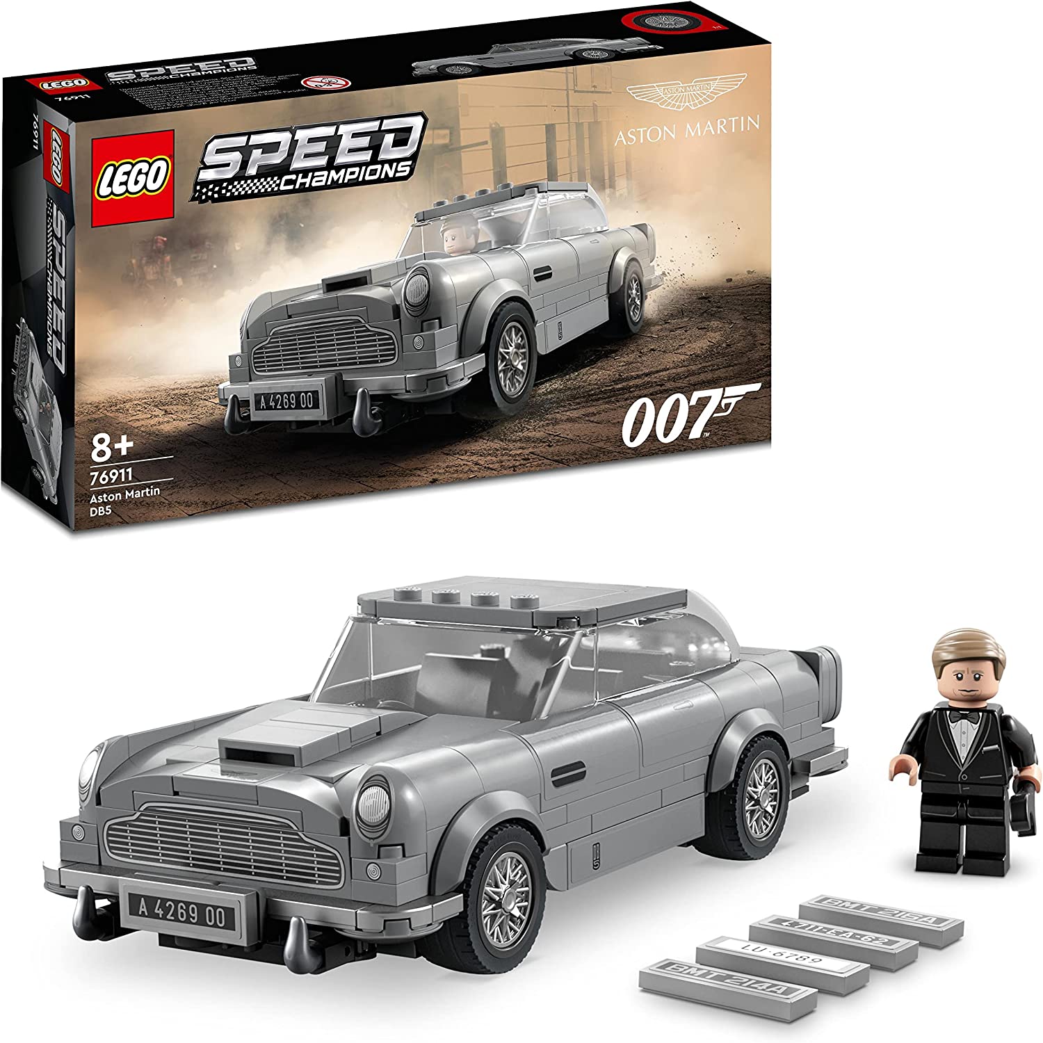 LEGO 76911 Speed Champions 007 Aston Martin DB5, James Bond Toy, Car Model Replica with Mini Figure, No Time to Die, Collectable Set