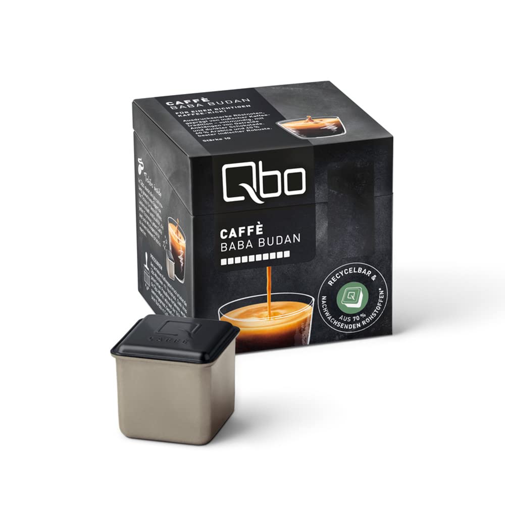 Tchibo Qbo Storage box Caffè Baba Budan Premium Coffee capsules– 144 pieces - 18x 8 capsules (coffee, strong-intense and dark chocolate), sustainable & made from 70% renewable raw materials