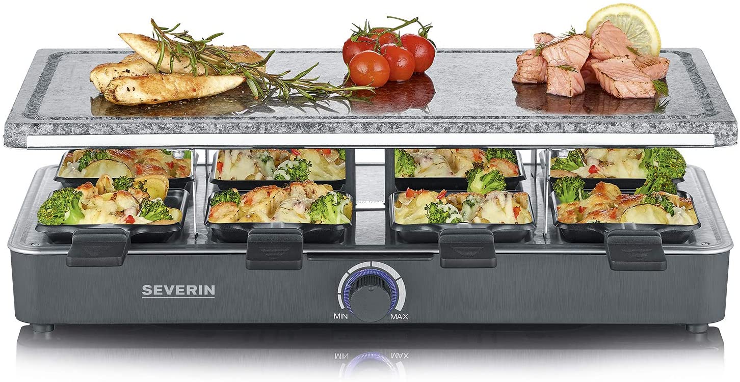 Severin RG 2372 Raclette Grill with Grill Stone for 8 People 1300 W Black