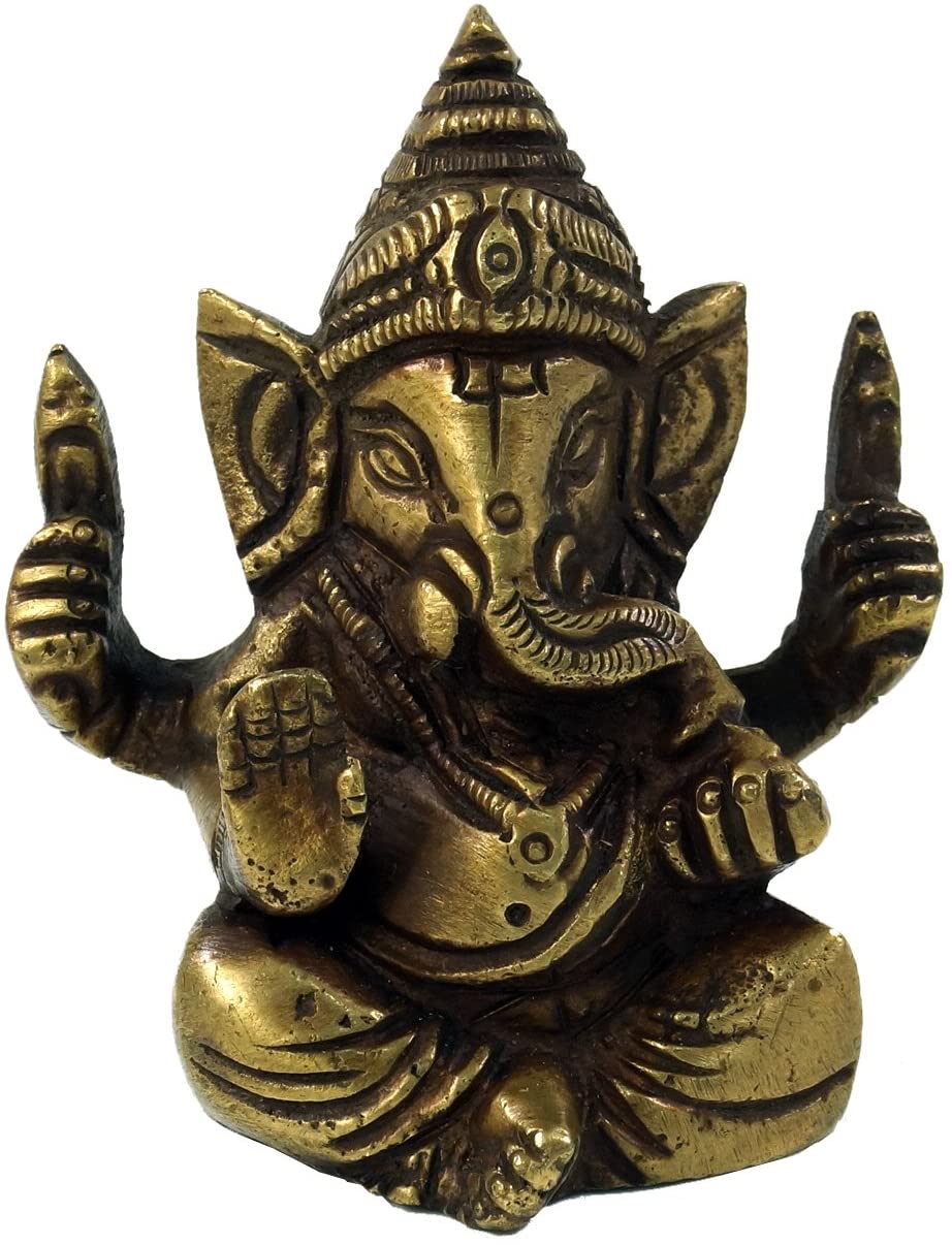 GURU SHOP Baby Elephant Talisman from India 3.5 cm – Motif 1, Green, Sculptures & Statues