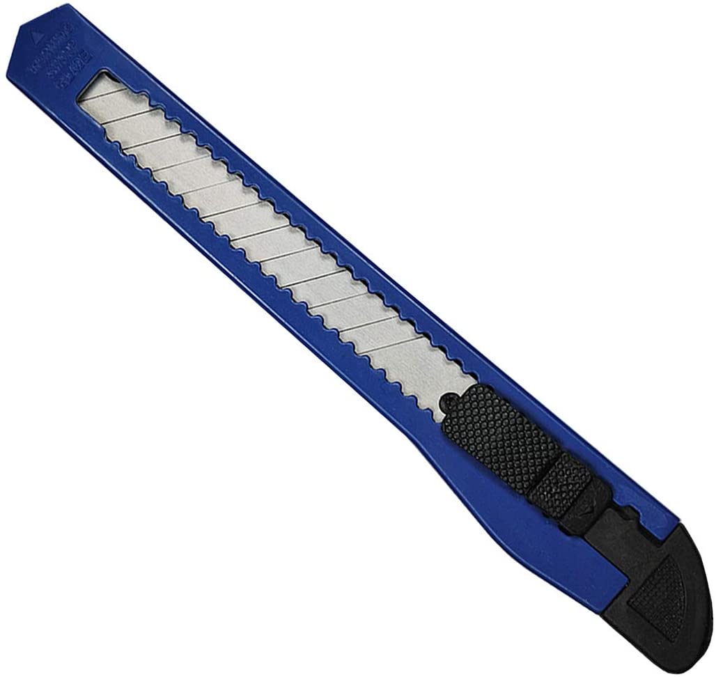 HELO 240 x utility knife carpet knife set (blue) with 8 mm wide snap off blade. Blade thickness: 0.4 mm, stable blade guide, utility knife with ergonomically shaped plastic housing