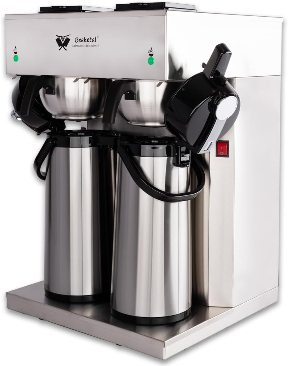 Beeketal \'BGK-TK2\' Gastro Duo filter coffee machine incl. 2 pump thermos flasks with 2.1 liter capacity each Double filter coffee machine including starter set coffee basket filter (size: 85/245)