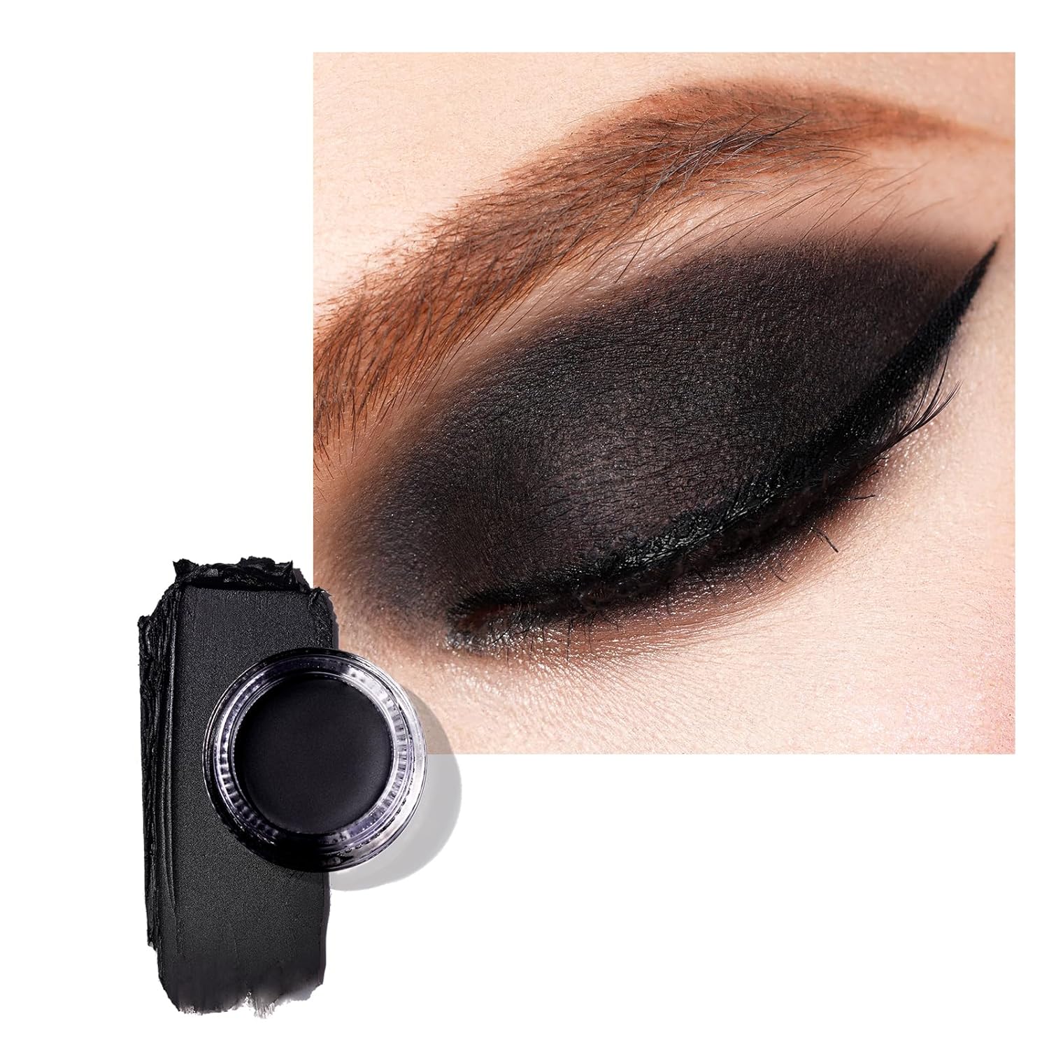 Matt Eyeshadow Black, Highly Pigmented Eyeliner, Fine Texture, Waterproof and Long-Lasting, Blendable and Wrinkle-Free Smoky Eye Makeup, Vegan, 06 g (CM01), Black