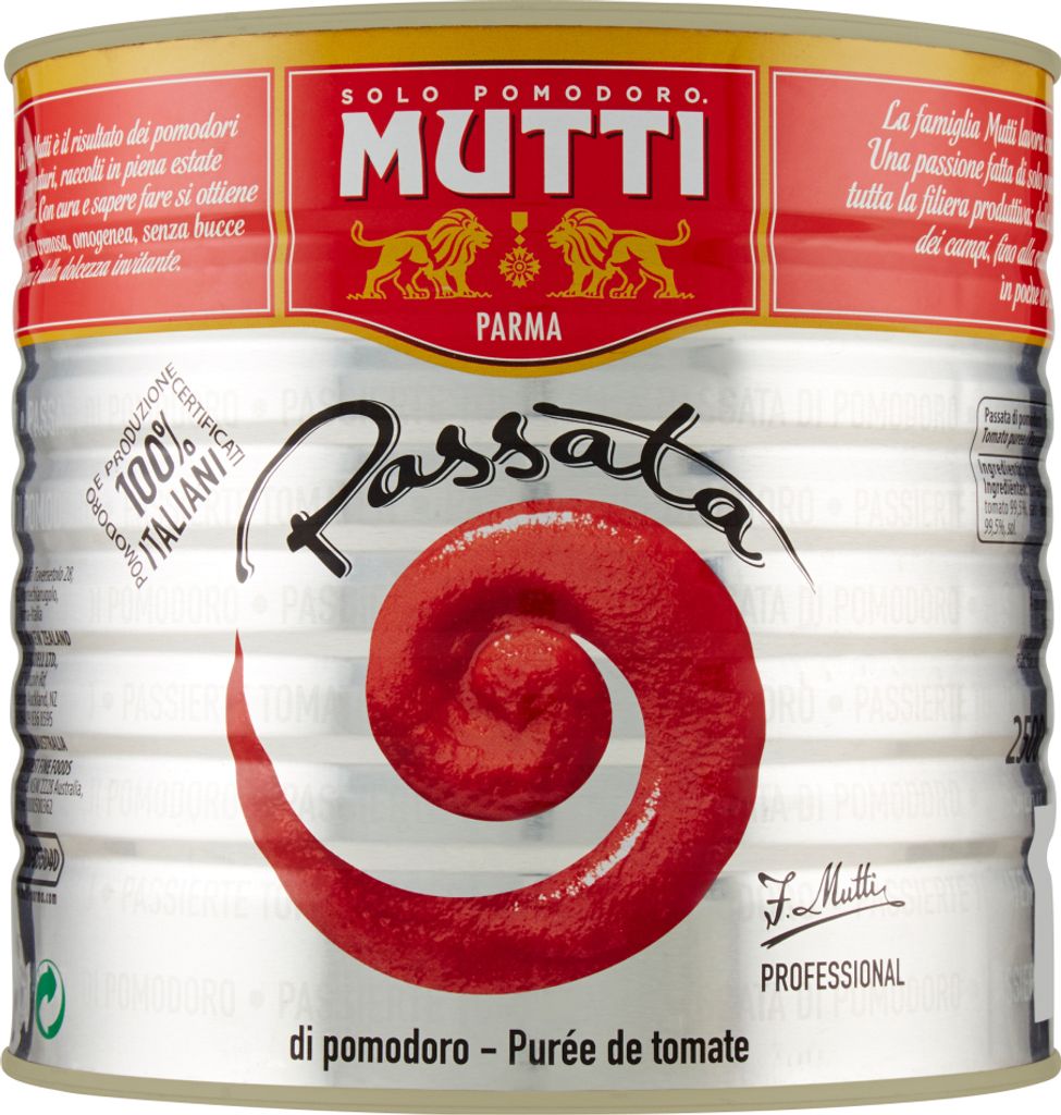3x Mutti Passata Di Pomodoro Lattina 2,5kg
