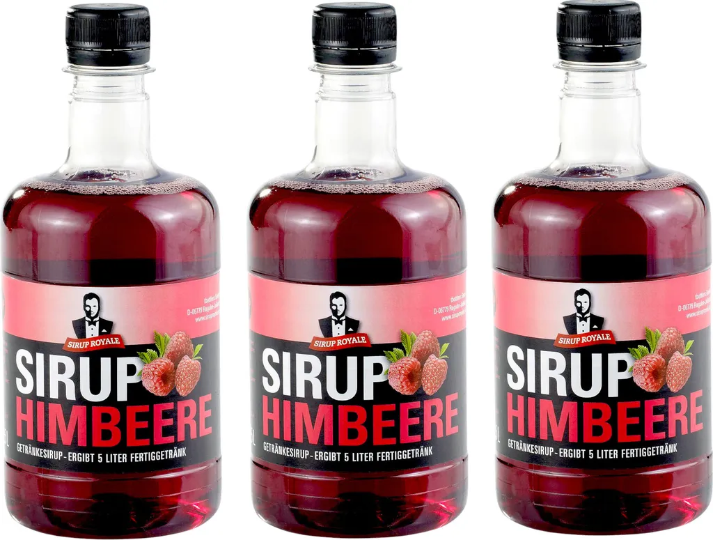 3x Sirup Royale Himbeere 0,5 L EW Getränkesirup Bar Cocktails Drinks Desserts pfandfrei Einweg