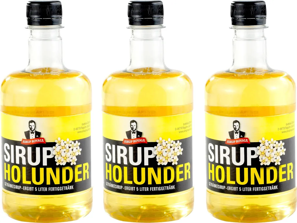 3x Sirup Royale Holunder Getränkesirup 0,5 L PET Flasche Drinks Cocktails Shakes Desserts Backen