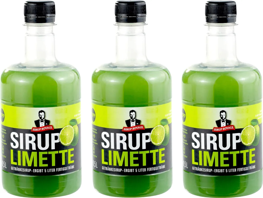 3x Sirup Royale Limette 0,5 L EW Getränkesirup Bar Cocktails Drinks Desserts pfandfrei Einweg