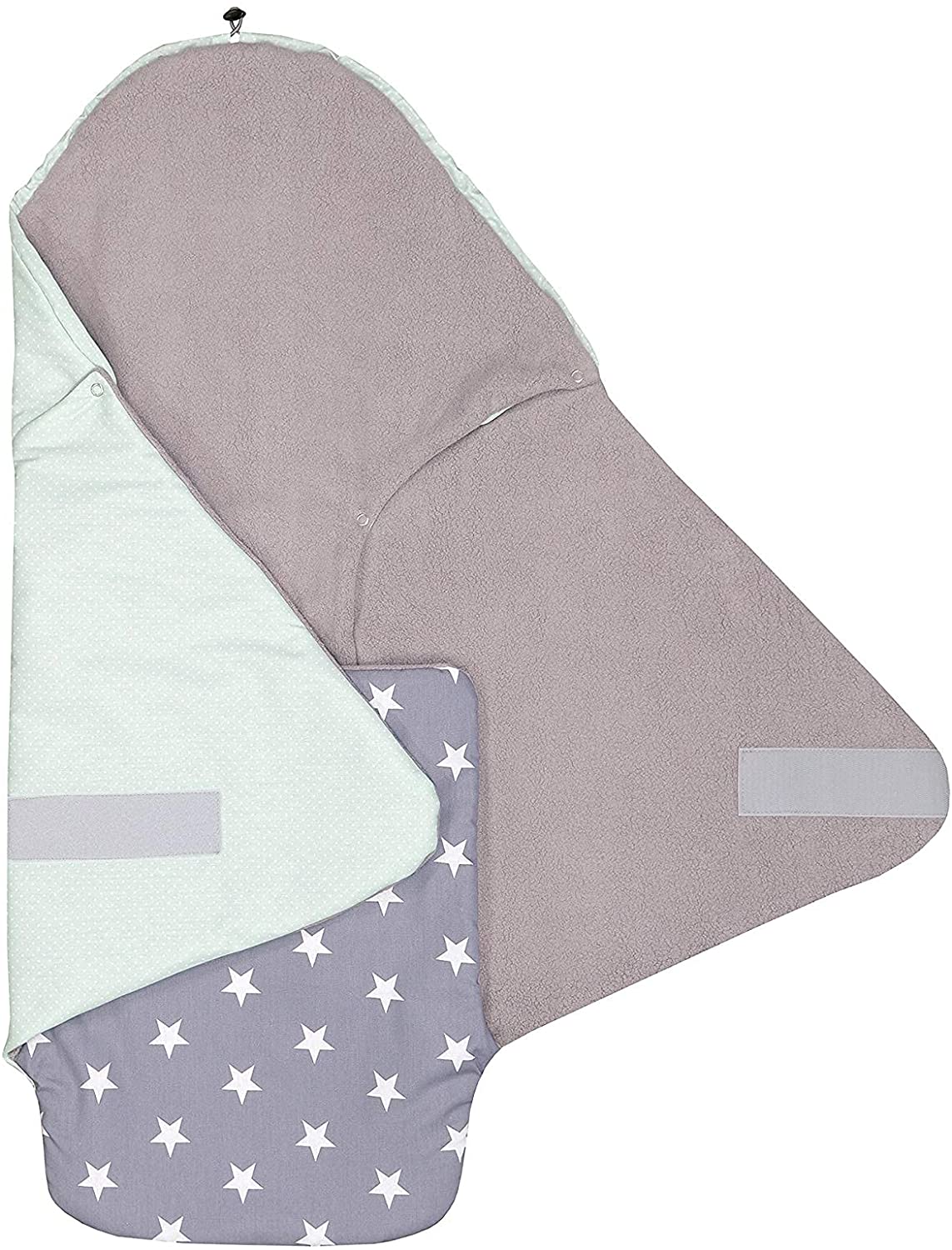ULLENBOOM ® Swaddling Blanket Baby Seat Mint Grey (Made in EU) - Baby Blanket for Car Seat (e.g. Maxi Cosi®), baby bath or pram, ideal blanket for babies (0 to 9 months)