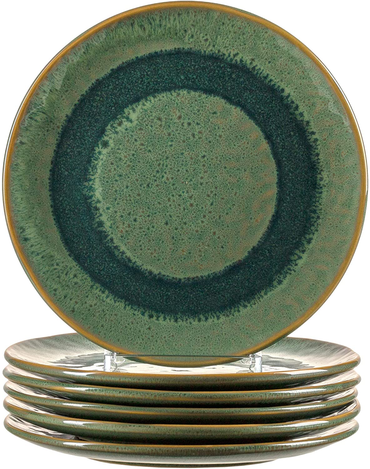 Leonardo Matera 018539 Ceramic Plates Set of 6 Dishwasher Safe Dinner Plates with Glaze 6 Round Stoneware Plates Green Diameter 22.5 cm