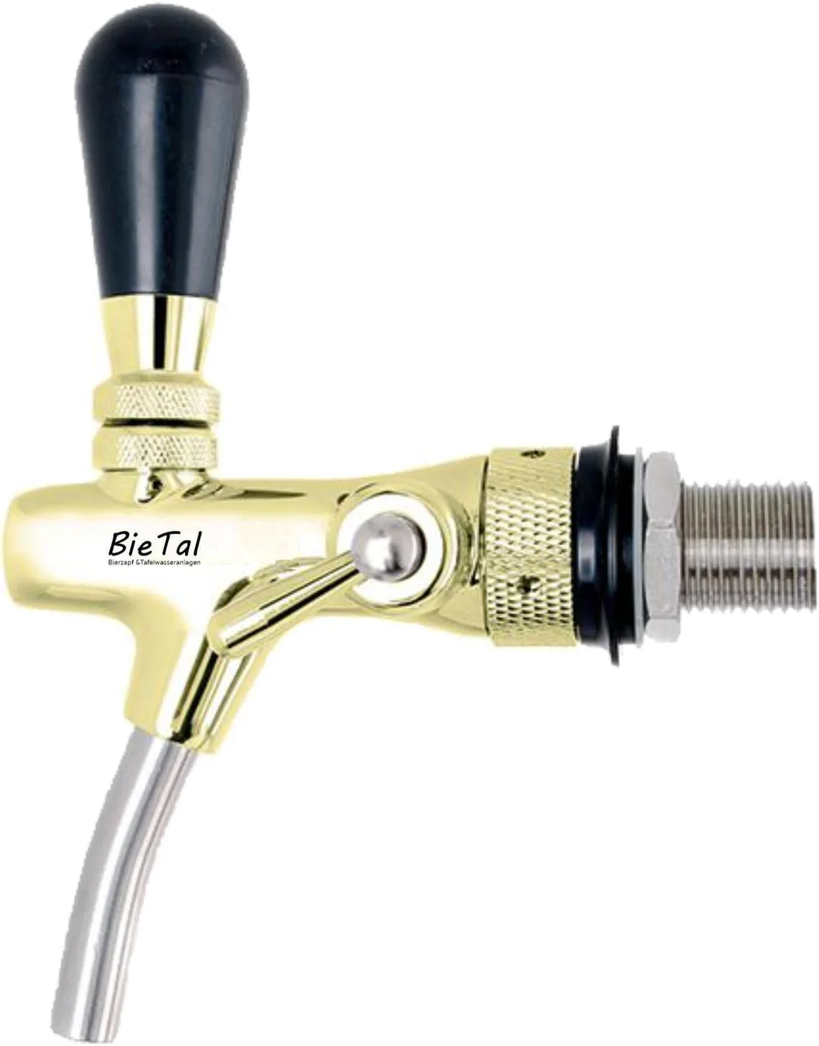 BieTal® Compensator tap, tap adjustable beer tap with foam button, gold-plated, 35 mm