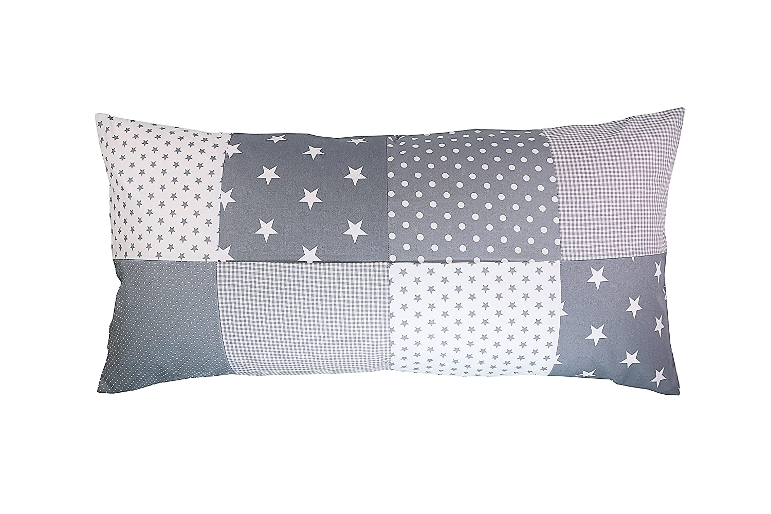 Ullenboom ® Patchwork Cushion Cover 40 X 80 Cm Grey Stars (Made In Eu) – Cu