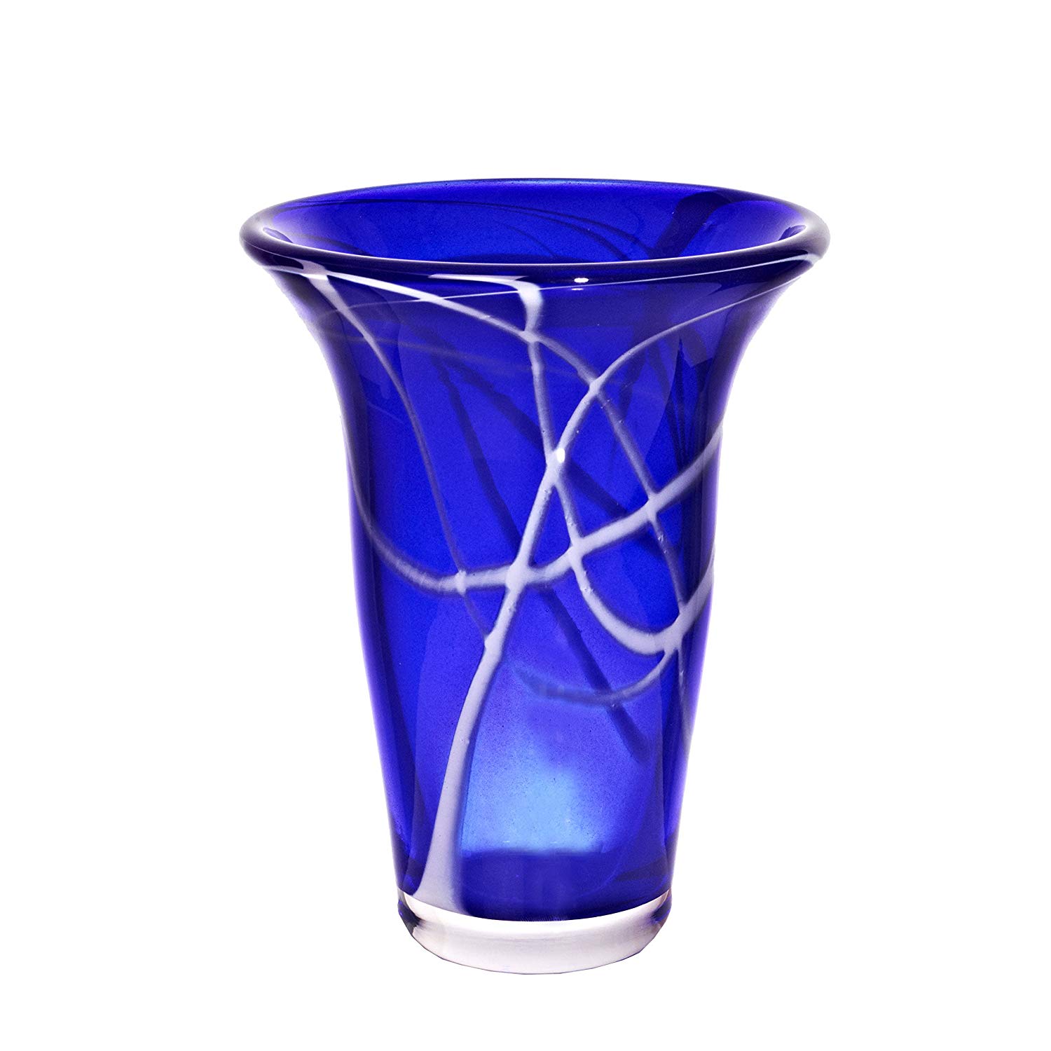 Vase, Flower Vase, Flower Vase "Stripes Pavel Blue/White, Height = 20 Cm, 