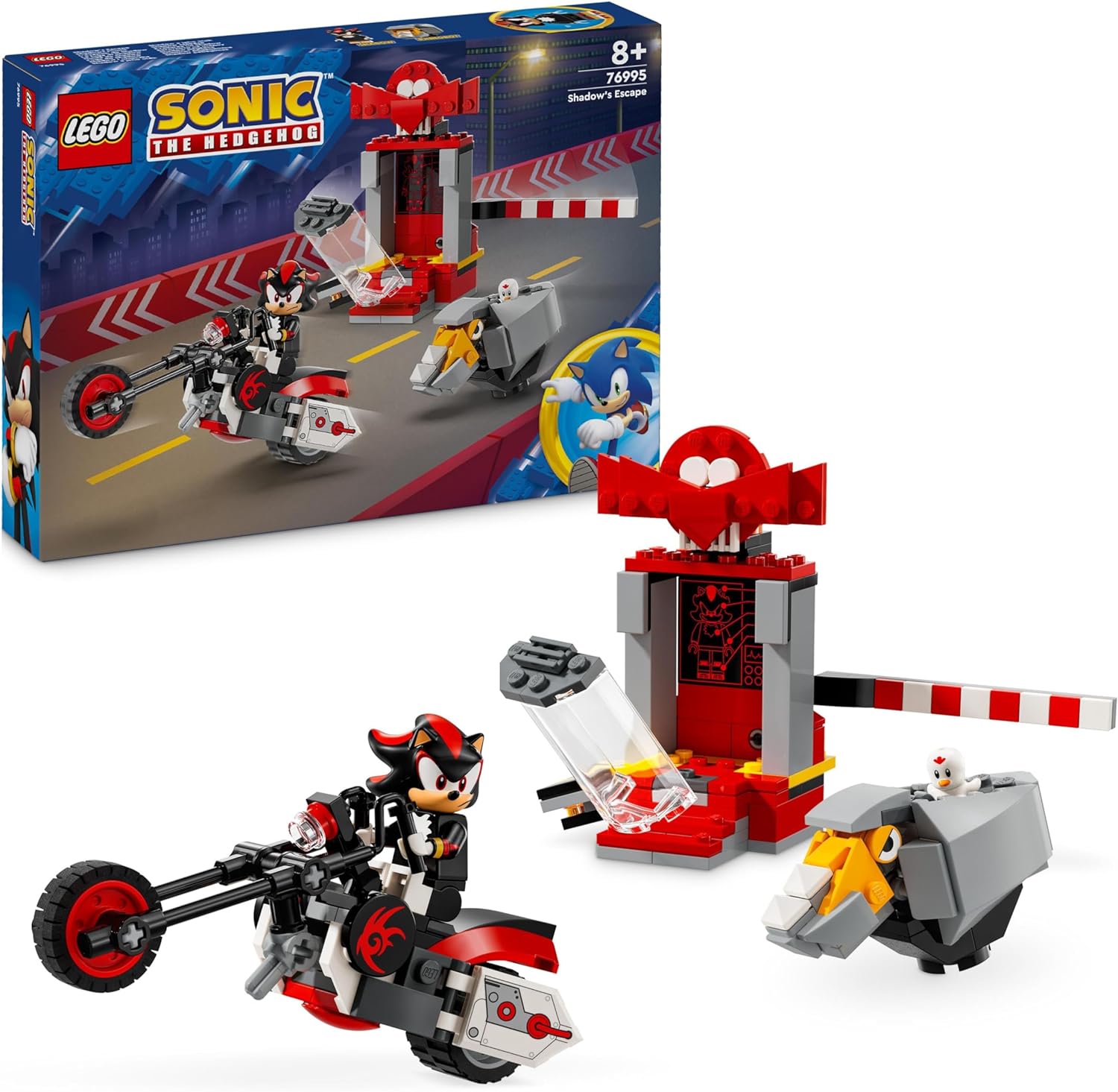 LEGO Sonic The Hedgehog Shadow The Hedgehog Escape Set with Motorcycle Toy and Video Game Figures, Gift for Gamers and Fans from 8 Years, Fan Item for Boys and Girls 76995