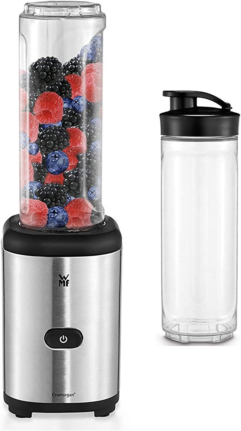 WMF Kult X Mix & Go Smoothie Mini Blender / Maker, 300 Watt, with 2 blender jars / bottle 0,6l, Tritan bottle, BPA-free, shatterproof