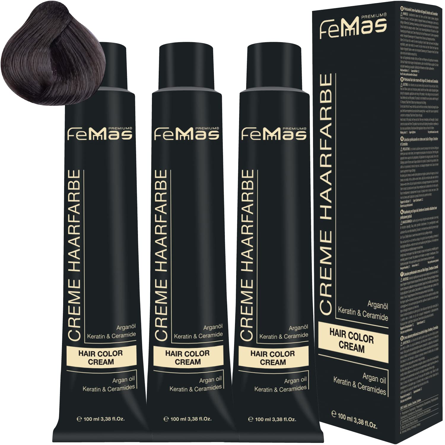 Femmas Hair Colour Cream 100 ml Hair Colour Pack of 3 Light Cool Chestnut 5.91, ‎light