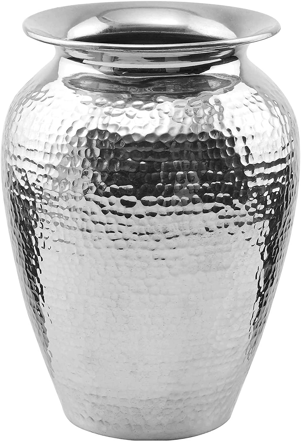 Butlers Oriental Lounge Oriental Vase Height 21 cm in Silver - Flower Vase Made of Aluminium, Hammered - Pot and Decoration