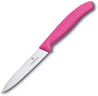 Victorinox kitchen knife for vegetables (8cm blade, non-slip handle, center point, stainless steel, dishwasher-safe), pink