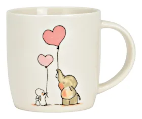 Coffee mug, rabbit & elephant, 1 pc