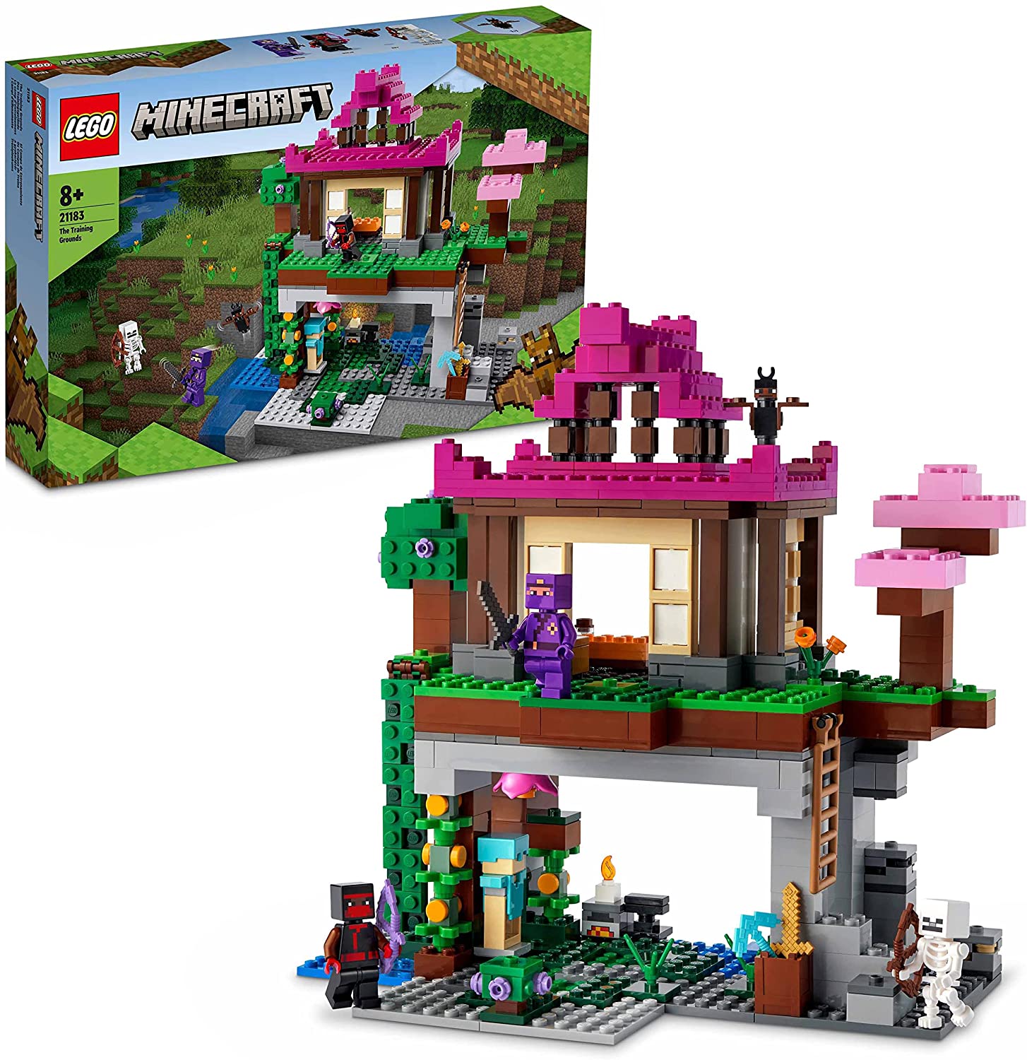 LEGO 21183 Minecraft Das Trainingsgelände, Haus und Höhle, Kinderspielzeug 
