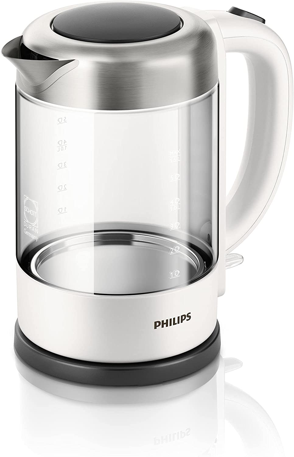Philips HD9340/00 Viva Collection Glass Kettle High-Quality Schott Duran Glass, 2200 W, 1.5 L