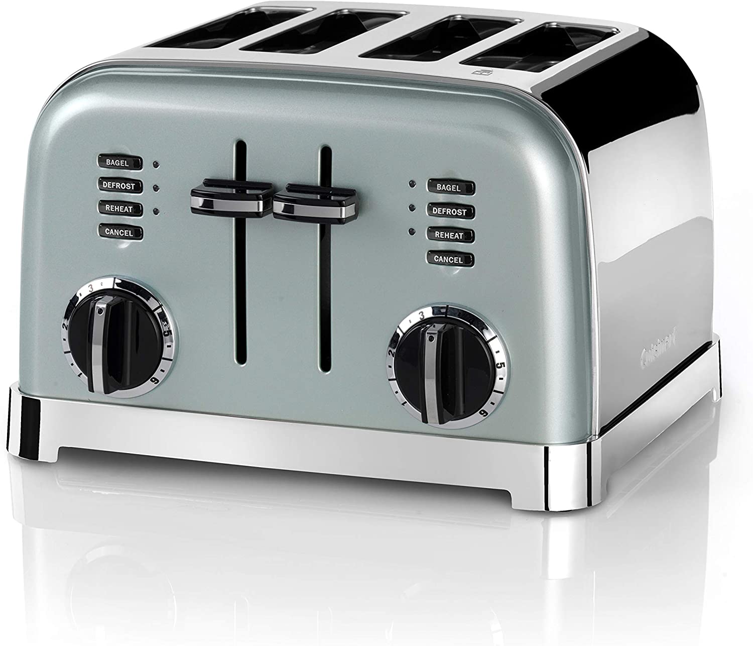 Cuisinart CPT180GE 4-Slot Toaster with 6 Browning Levels and Defrosting, Warming and Stop Function, Extra Wide Toast Slots, Retro Design, Green