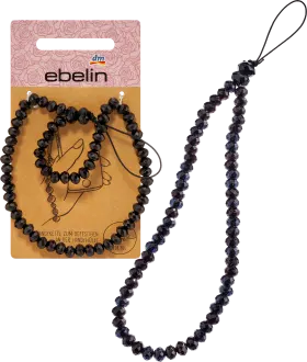 ebelin mobile phone chain beads black, 1 pc