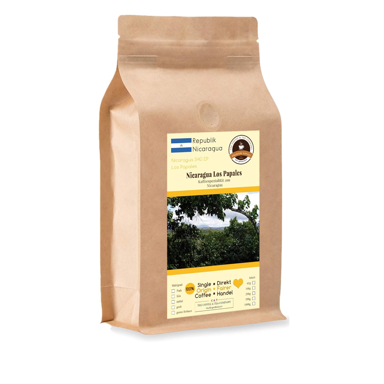 Coffee Globetrotter - Coffee with Heart - Nicaragua Los Papales - 500 g Very Fine Ground - for Portafilter Machine, Sieving Machine - Top Coffee Fair Trade Supports Social Projects