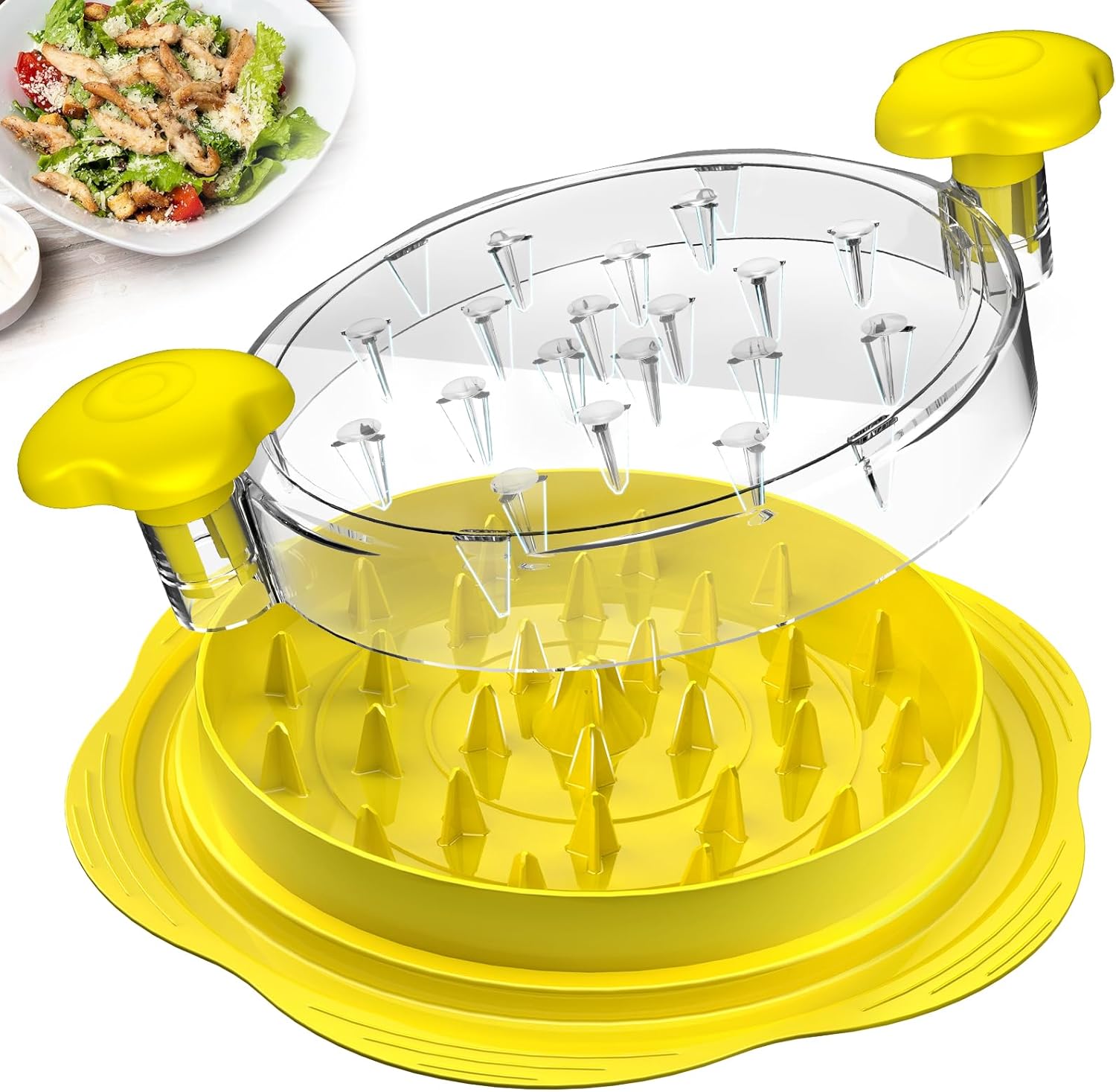 Chicken Chopper Large Chicken Breast Chopper with Brush and Fork, Visible Meat Chopper Machine, Non-Slip Strips, Ergonomic Handle, BPA Free, Suitable for Pork, Beef,