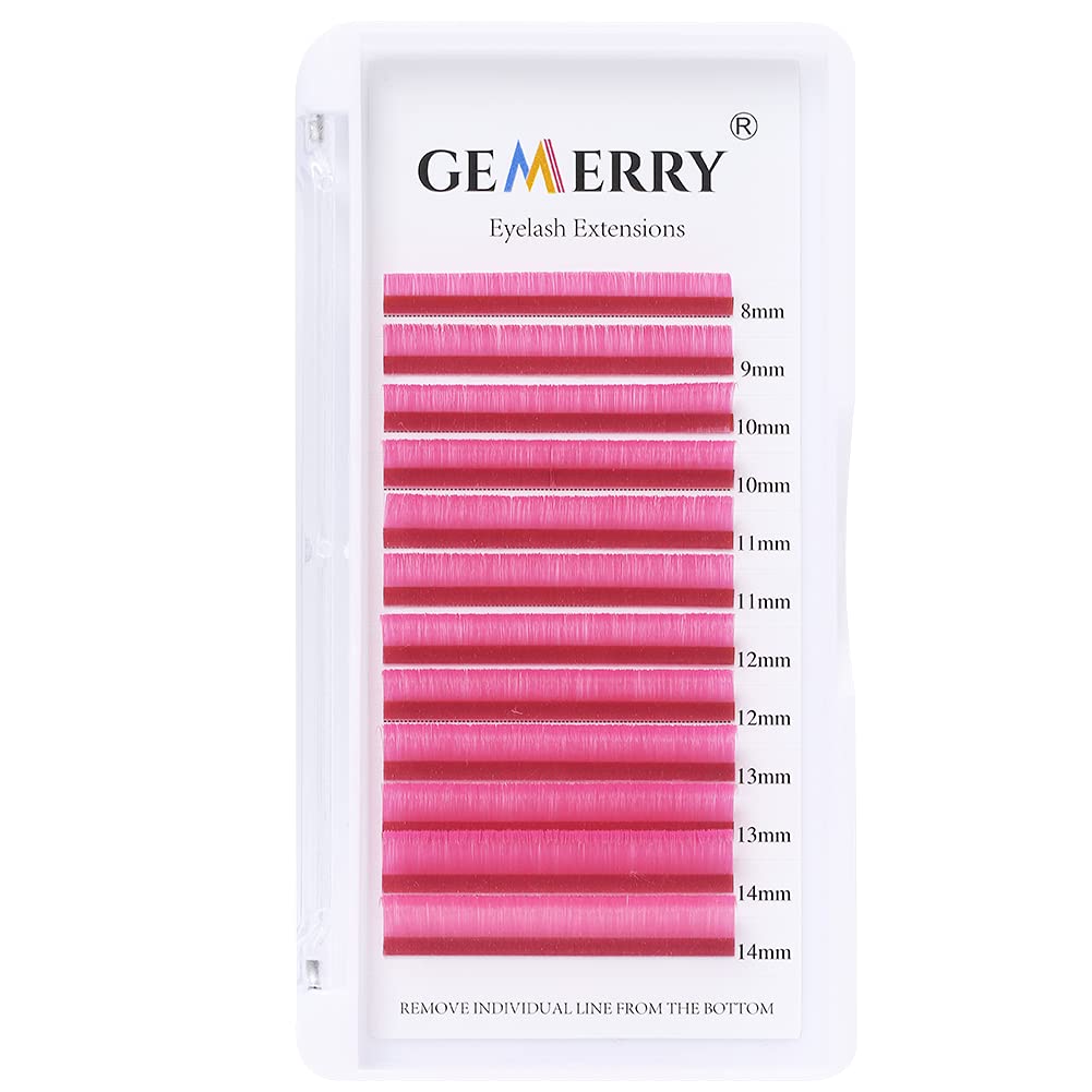 Gemerry Pink Self-Fanning Eyelashes, Colourful Volume Eyelashes, C Curl, 15-20 mm Mix Easy Fan Volume Eyelashes, Lash Extensions (Pink 15-20Mix, C-0.07), ‎pink