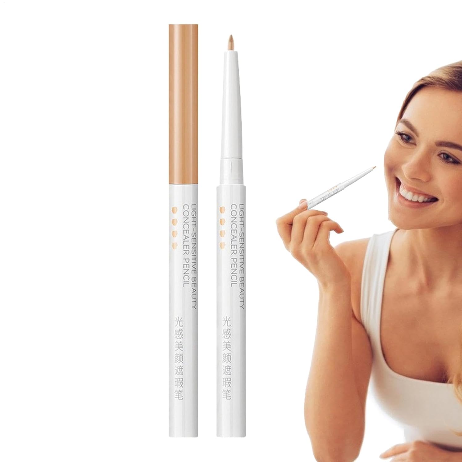 Full Coverage Concealer Stick, Blendable Highlighter Pencil, Long-Lasting Cream Formula, Smooth Matte Finish, for Under Eye & Face Makeup, All Skin Types