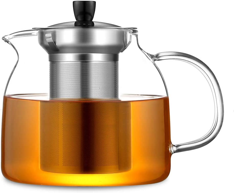 ecooe Glass Teapot with Removable Stainless Steel Filter, 1000ml