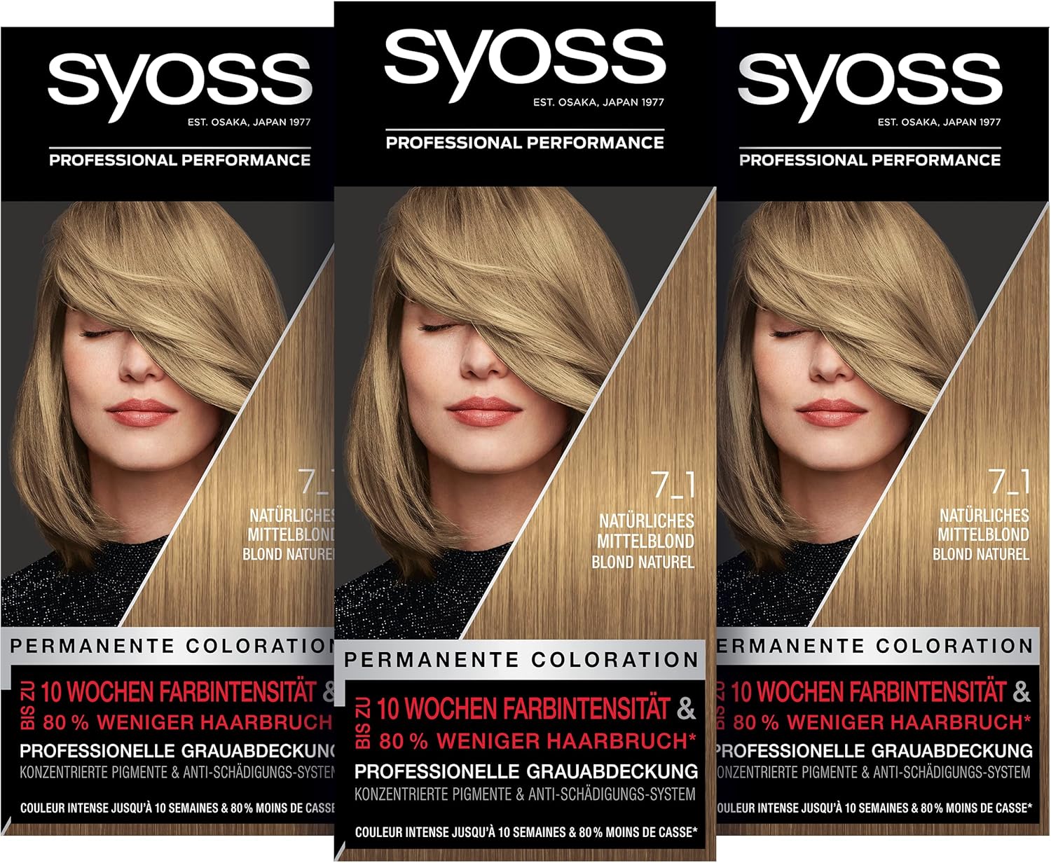 Syoss Color Coloration 7_1 Natural Medium Blonde (115 ml), Permanent Coloration for up to 10 Weeks of Color Intensity and 80% Less Hair Breakage*