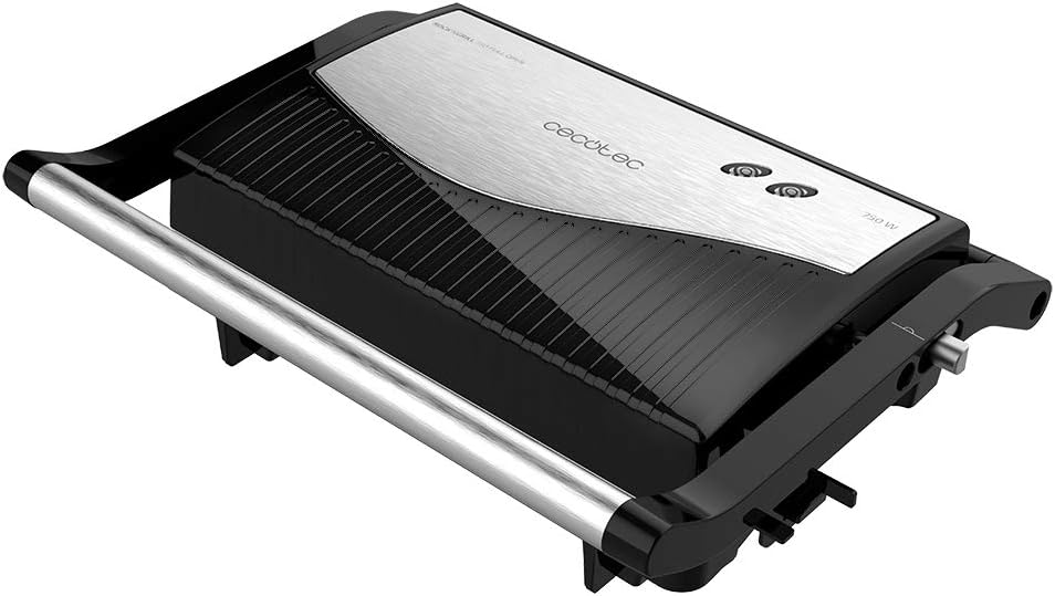 Cecotec Rock\'nGrill 1500 Rapid Electric Grill, 750 W, RockStone Trim, Height-Adjustable Top Plate, Grease Tray, Eco-Friendly Trim