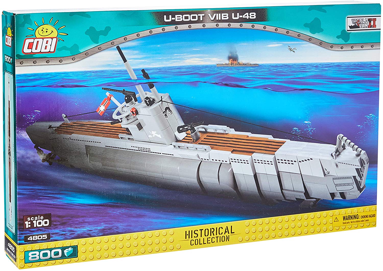 Cobi 4805 Viib U-48 Model Submarine Construction Toy – Grey / Brown