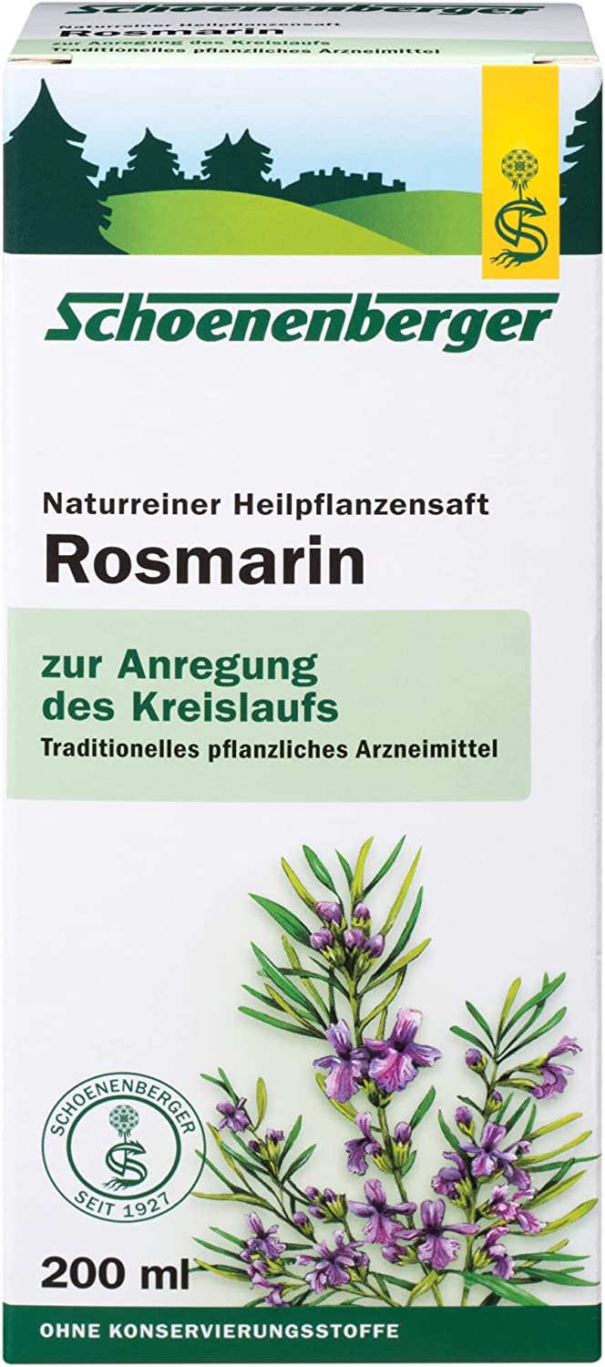 Schoenenberger Natural Pure Medicinal Plant Juice Rosemary, 200 ml Solution
