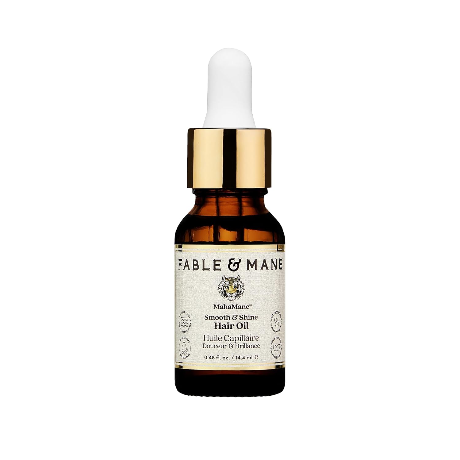 Fable and Mane MahaMane Smooth & Shine Hair Oil, Heat Protection Hair Oil for Dry, Damaged Hair, Smoothing Hair Serum, Anti-Frizz Hair Products - Real Fable and Mane Hair Oil, 14.4 ml