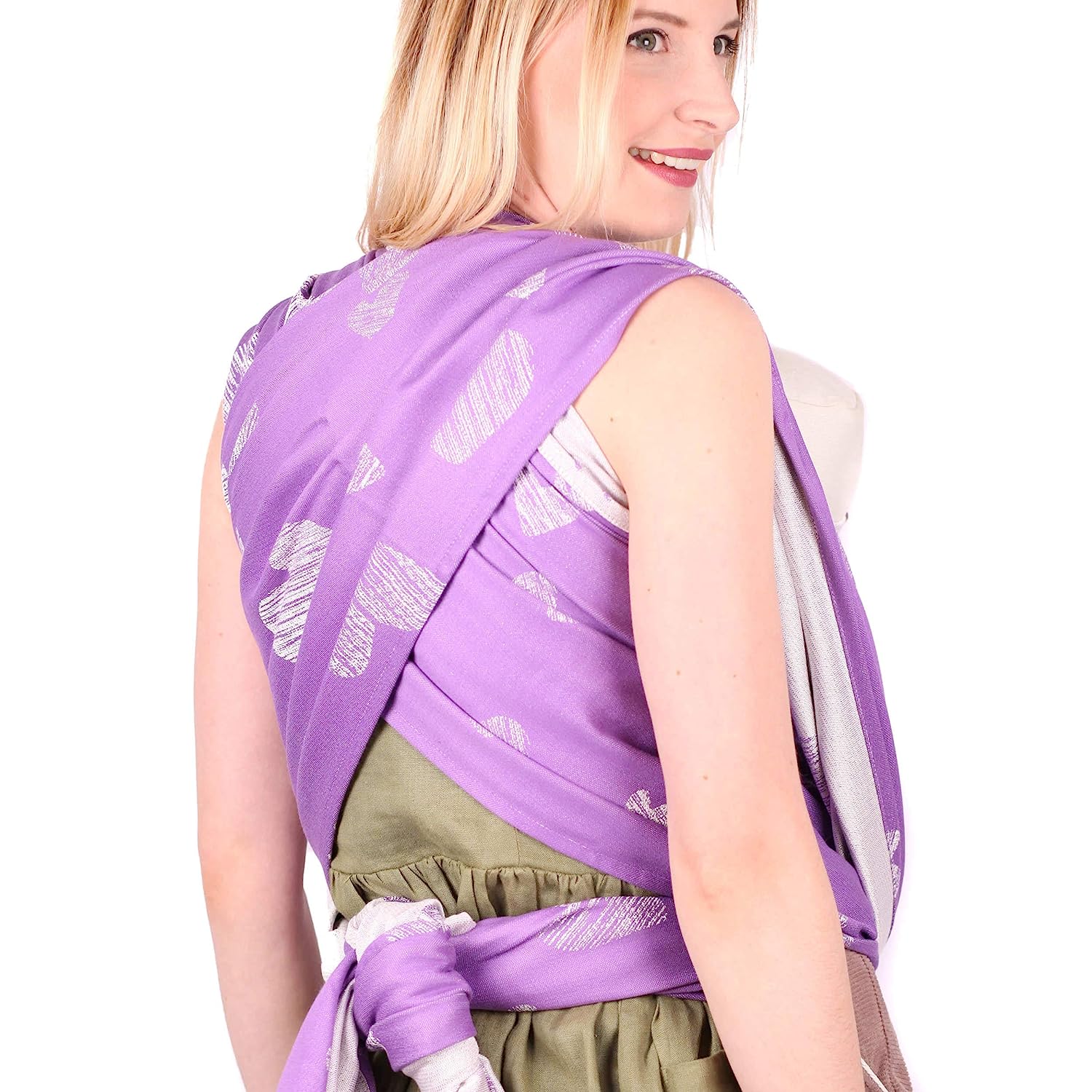 SCHMUSEWOLKE Baby Carrier Sling Jacquard Heartline Violet Shine Organic Cotton 80 x 485 cm Baby Size Toddler Size Baby and Toddler 9-60 Months 6-16 kg Belly and Back Carrier Cloth