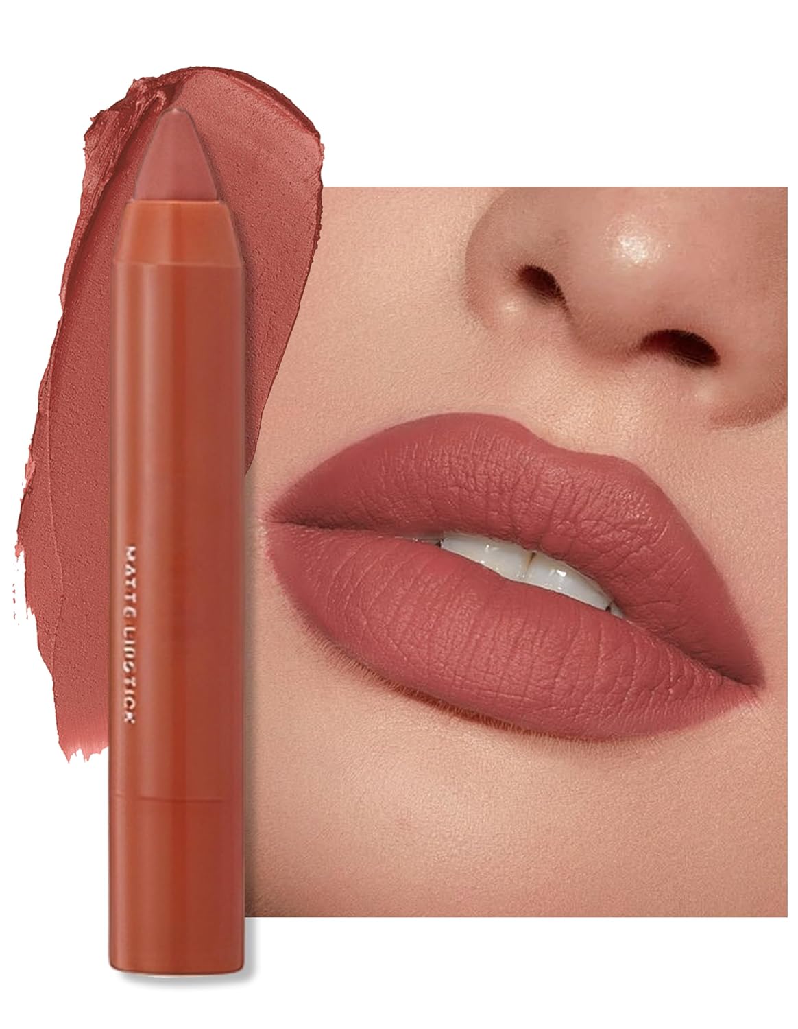 Erinde 2-in-1 Lipstick & Lip Liner Mat, Nude Lipstick 24 Hours Hold, Waterproof & Waterproof Lip Liner Pen, Long Lasting Velvet Lip Glaze, Moisturizing Lip Pen