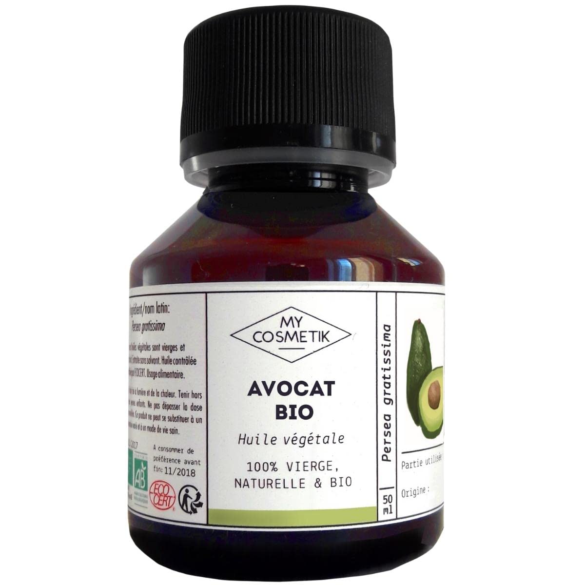 MY COSMETIK - Avocado Vegetable Oil - Organic - 100% Pure and Natural - Heals and Protects the Skin - 500 ml