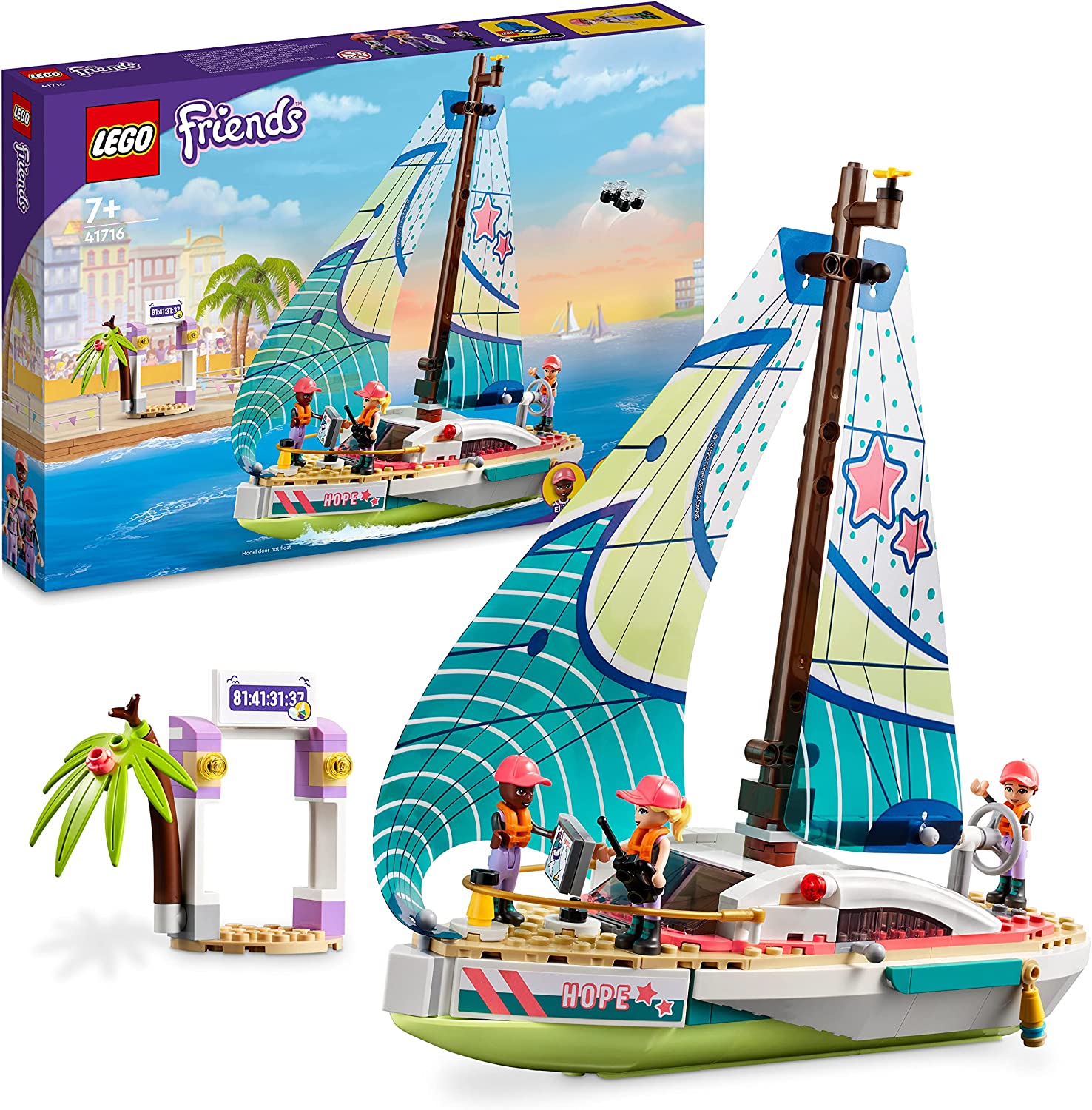 LEGO 41716 Friends Stephanies Sailing Adventure Toy Sailing Boat with 3 Mini Dolls, Gift for Children from 7 Years