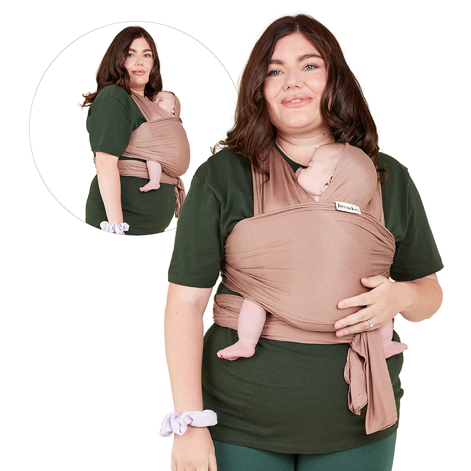 Freerider Co. Stretchy Baby Sling Newborn 30 lbs Premium Super Soft Tencel Fabric Certified Hip Healthy Award Winning Ergonomic Carrier (Pecan)