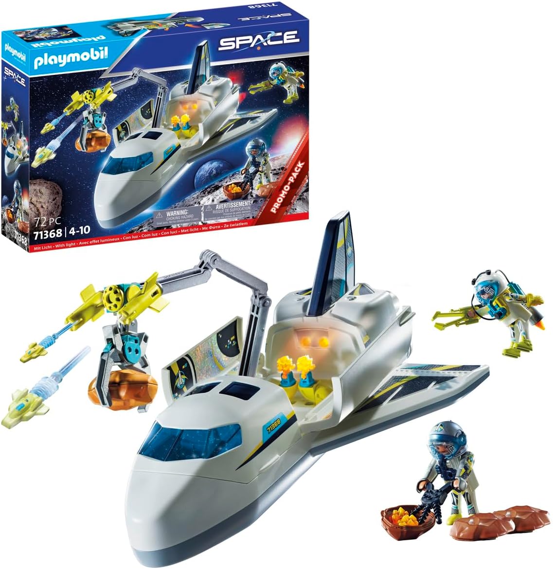 PLAYMOBIL Space Promo Pack 71368 Space Shuttle on Mission, Space Shuttle, Space, Astronauts in Research Equipment, Toy for Children from 4 Years