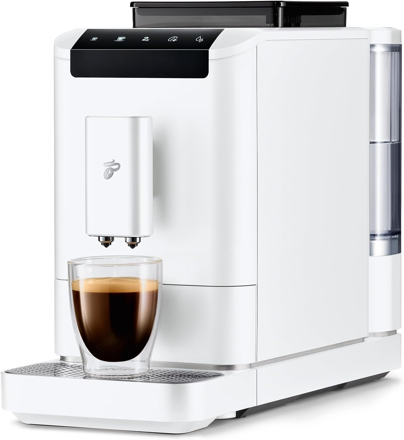 Tchibo Esperto2 Caffè Fully Automatic Coffee Machine With 2 Cup Function for Caffè Crema and Espresso, Scandi White